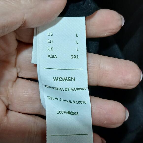 LILYSILK Pajama Set Womens Large Black 100% Mulberry Silk Machine Washable NWT - Picture 12 of 16